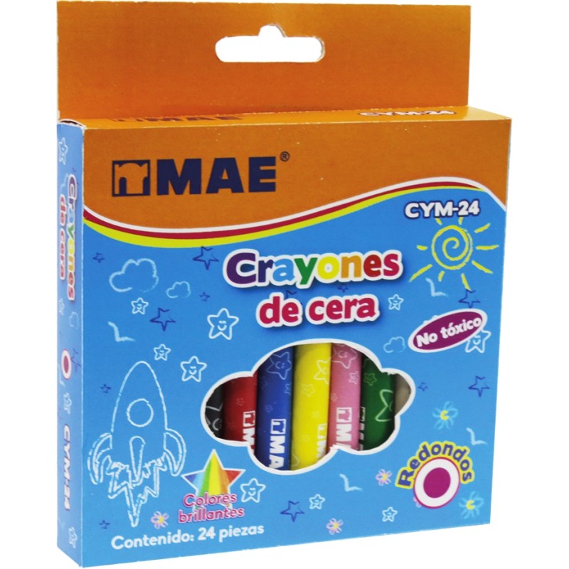 CRAYON ESCOLAR REDONDO CON 24 PIEZAS MAE